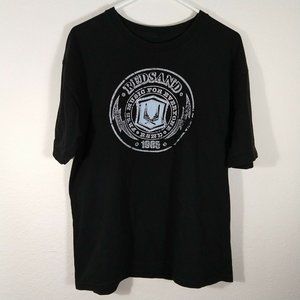 Vintage Red Sand Men's 90s "Free Music to Everyone" Graphic T-Shirt Black Size L